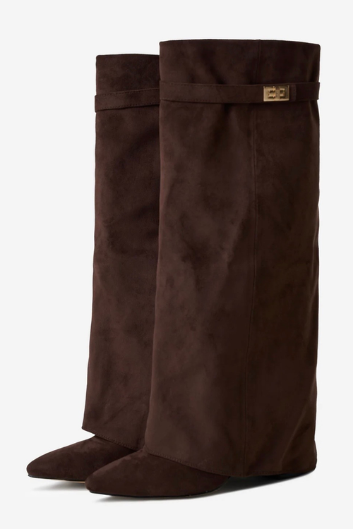 Lmouré Brown Suede Knee High Boots