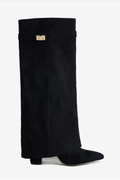Lmouré Black Suede Knee High Boots
