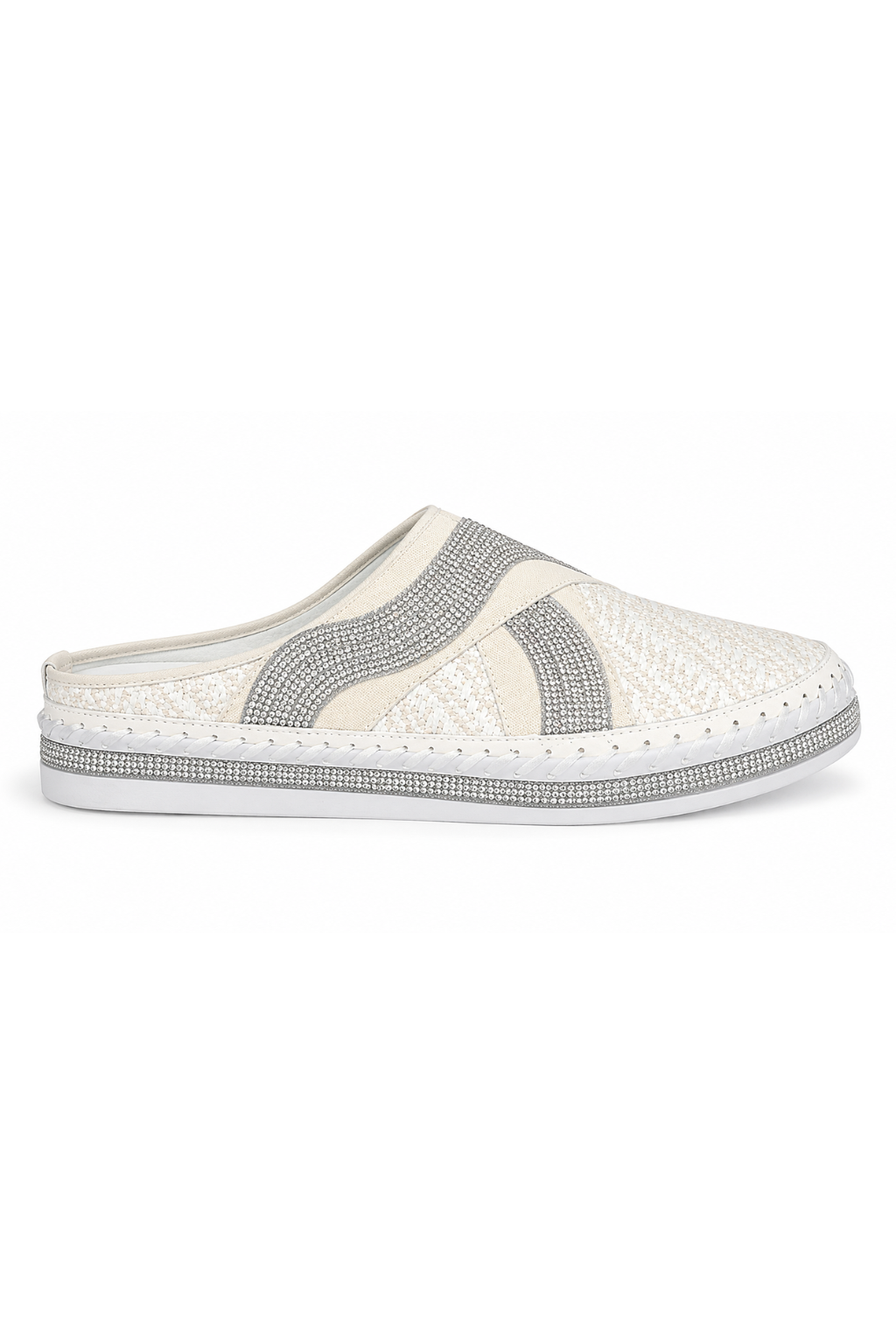 Lmouré Riviera White Crystal Slides