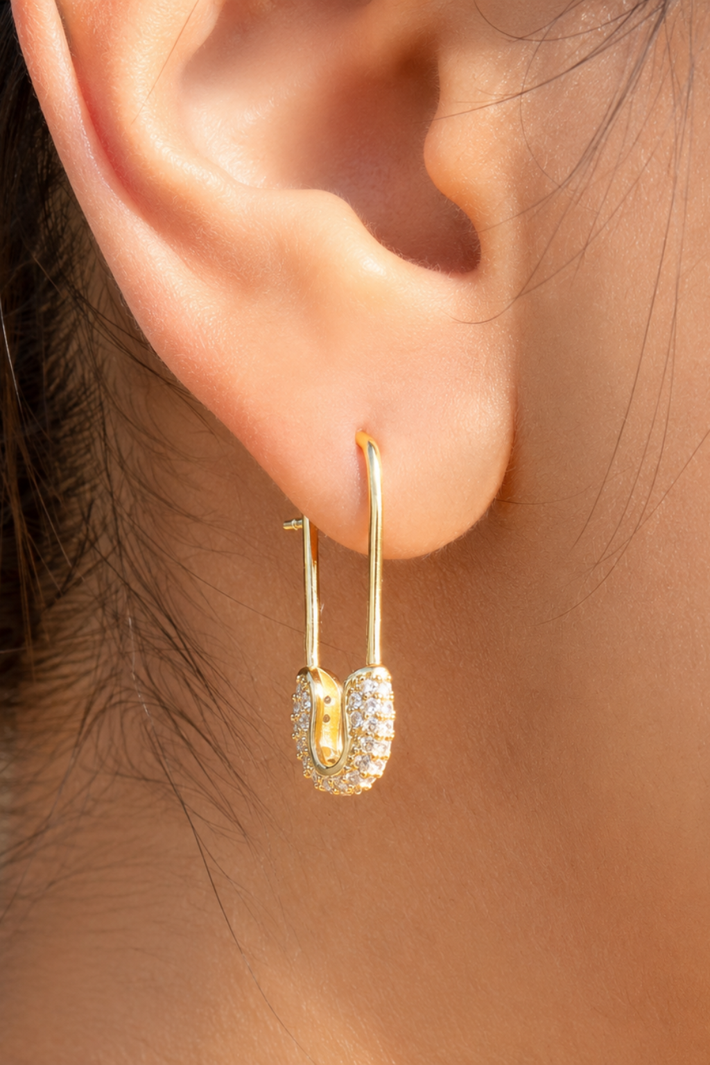 Nova Crystal Safety Pin Earrings