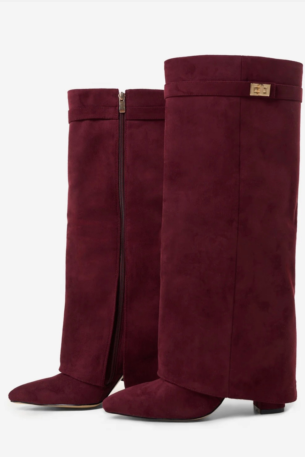 Lmouré Burgundy Suede Knee High Boots