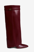 Lmouré Burgundy Leather Knee High Boots
