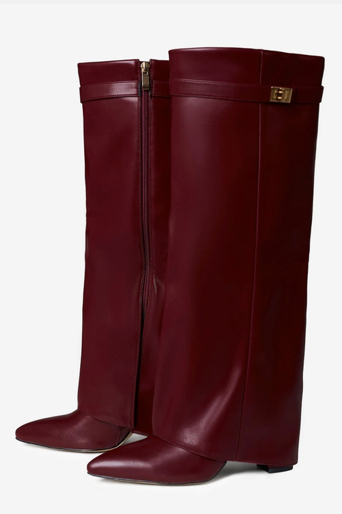 Lmouré Burgundy Leather Knee High Boots