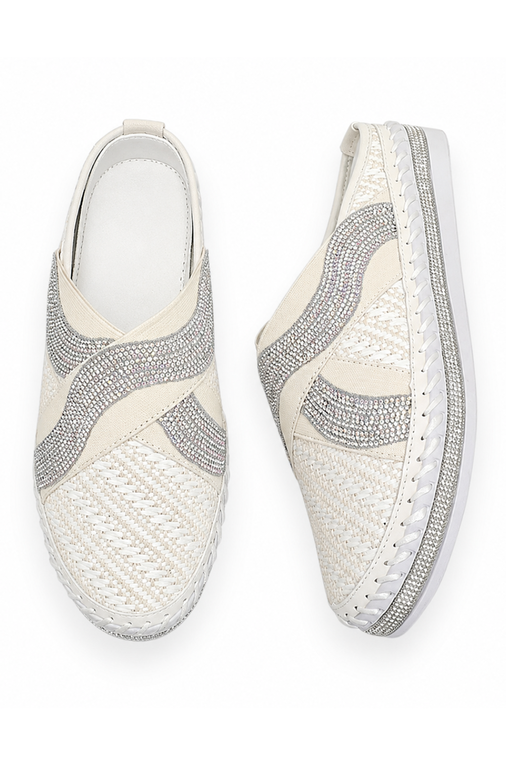 Lmouré Riviera White Crystal Slides