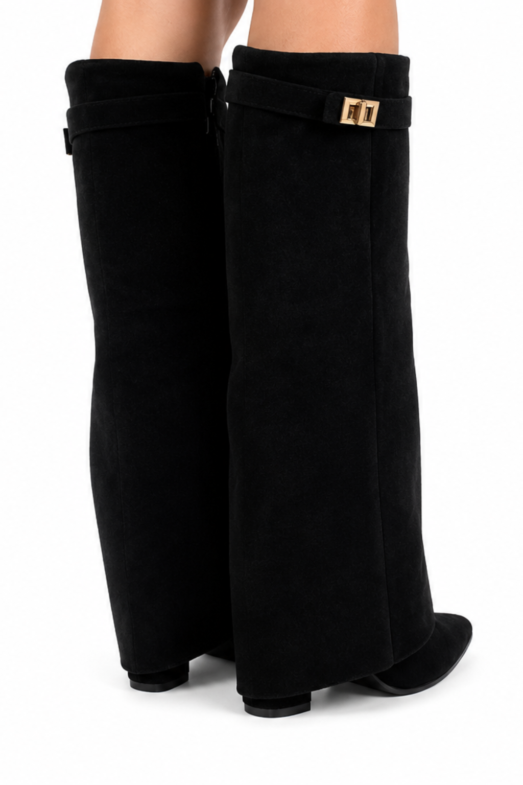 Lmouré Black Suede Knee High Boots