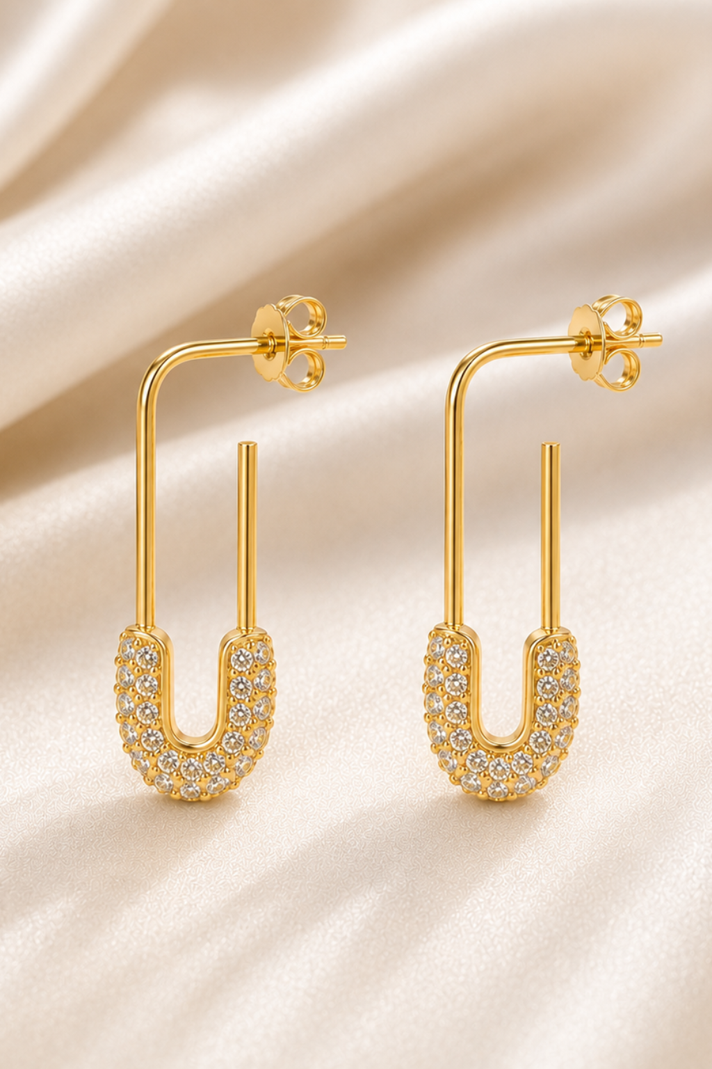 Nova Crystal Safety Pin Earrings