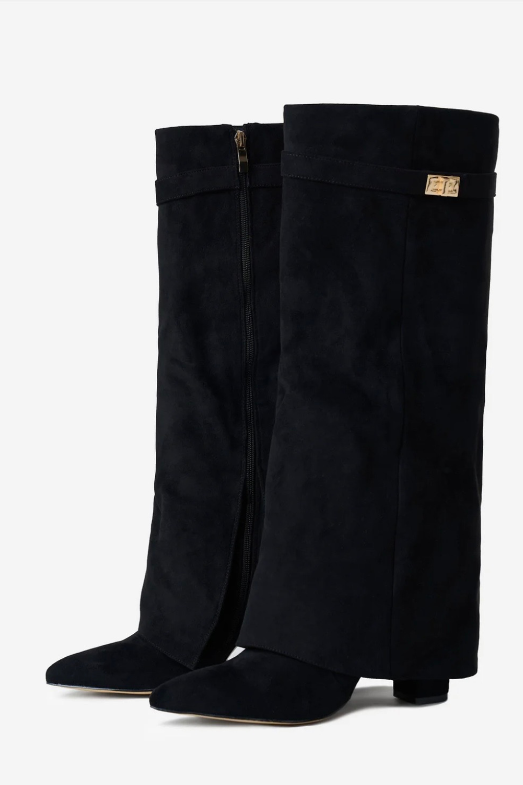 Lmouré Black Suede Knee High Boots