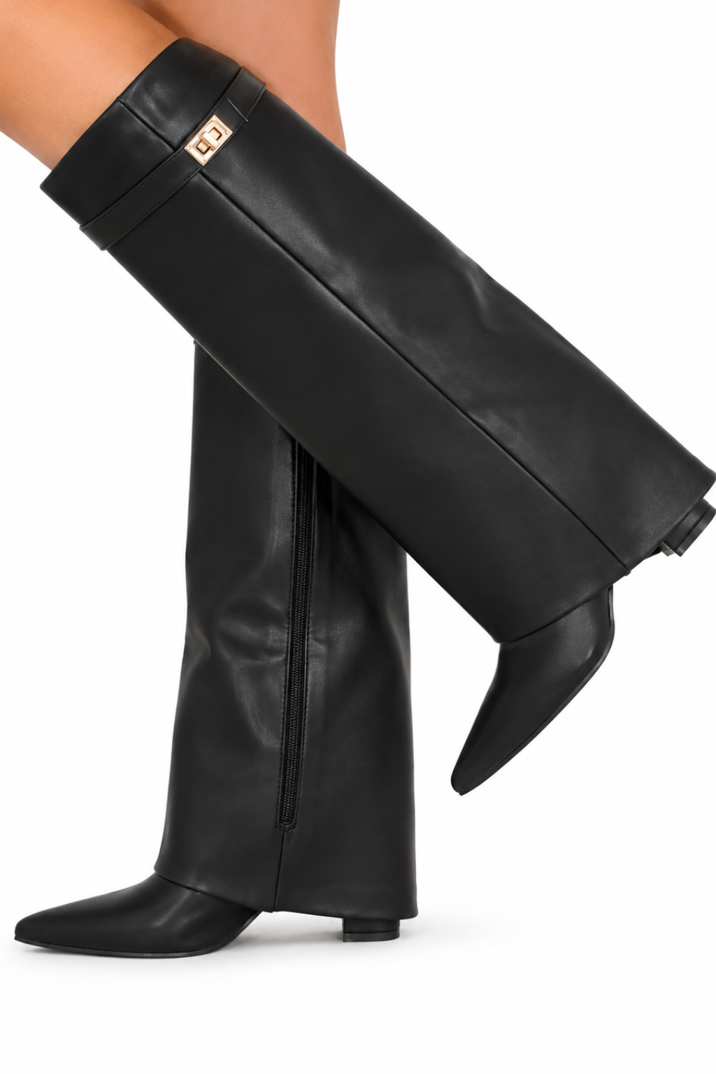 Lmouré Black Leather Knee High Boots