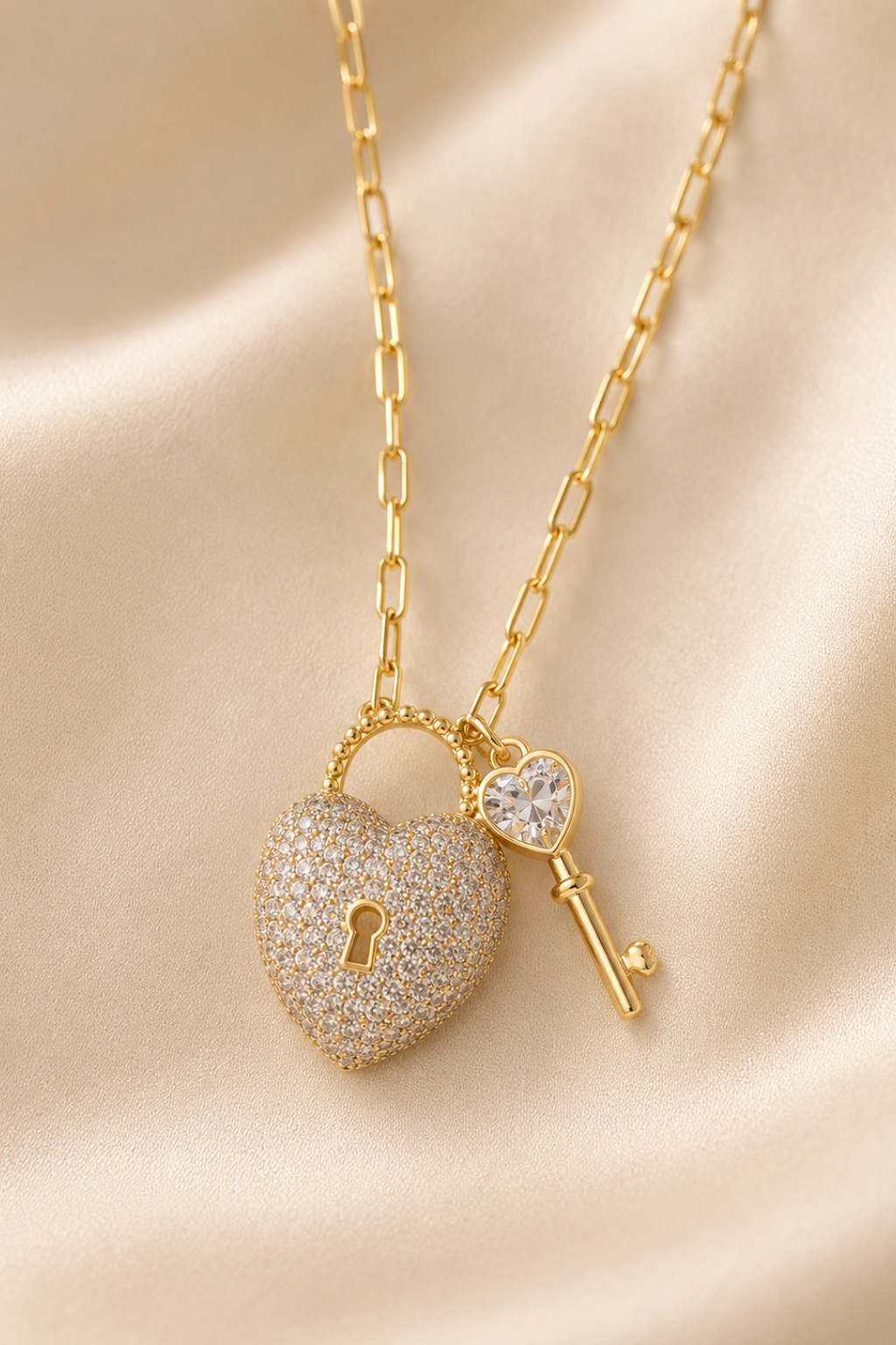 Celeste Heart Lock & Key Necklace