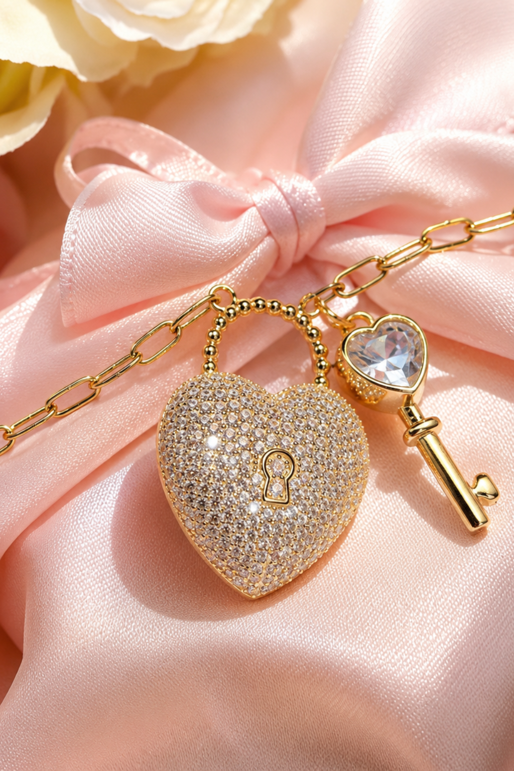 Celeste Heart Lock & Key Necklace