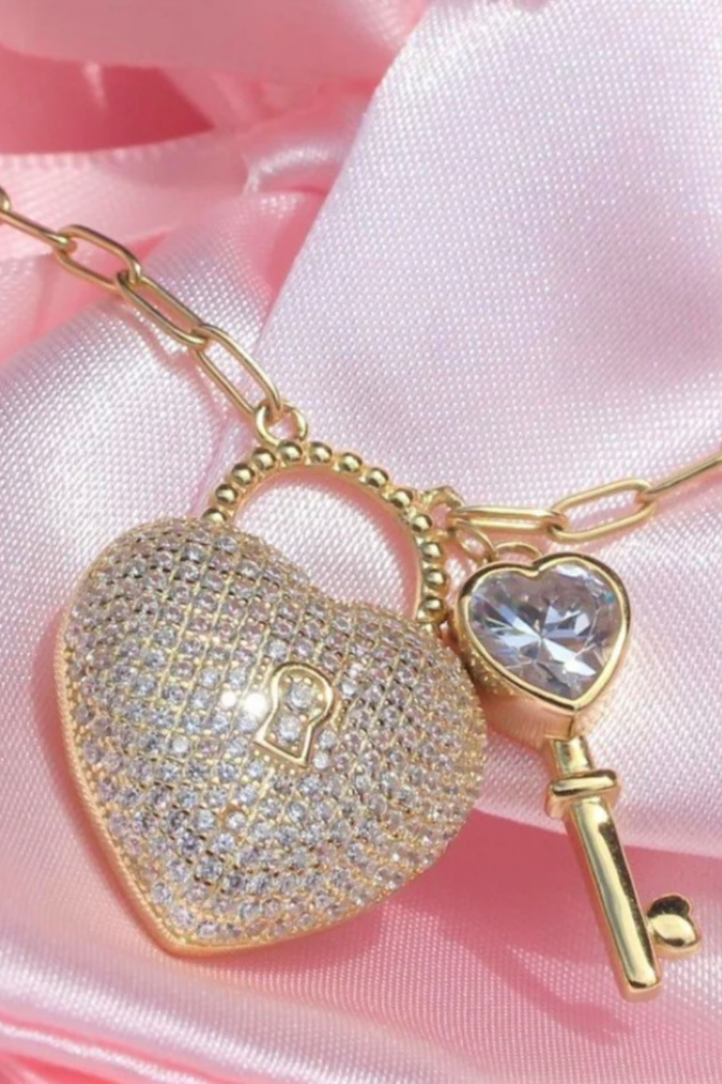 Celeste Heart Lock & Key Necklace