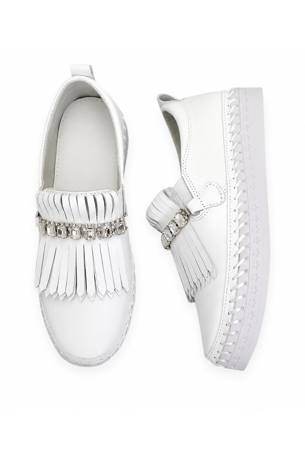 Lmouré Éclat White Crystal Loafers